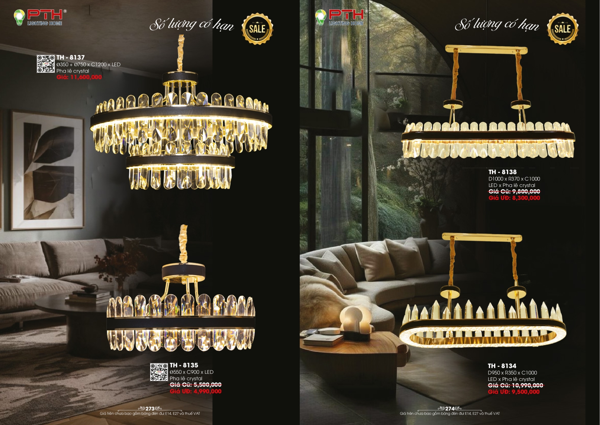 Bảng giá đèn trang trí PTH Lighting Home 2026